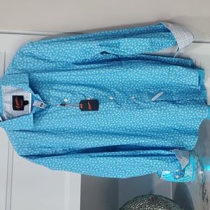 Mens Egara blue/white stretch shirt size XL- new with tags